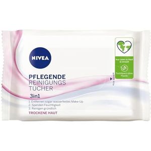 NIVEA Zachte make-up reinigingsdoekjes 3-in-1 (40 stuks), 3-in-1 make-up verwijderaar, droge en gevoelige huid met amandelolie, gezichtsreiniging, ogen en lippen