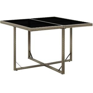 TEKEET This Item- Tuintafel Grijs 109x107x74 cm Poly Rotan en Glas-Nice