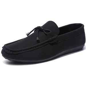 Loafers for heren, schoenen met vierkante neus, effen kleur, loafers, flexibel, antislip, feestfeest, instapper (Color : Black, Size : 43 EU)