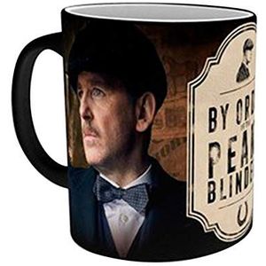 Peaky Blinders thermisch effect - mok Peaky Blinders wit, zwart, bedrukt, van keramiek, in geschenkdoos.