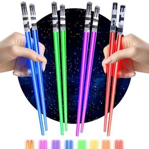 ChopSabers Lightsaber Led Light Up eetstokjes (4 paar, Rood Groen Blauw Paars)