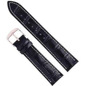 dayeer Dames heren lederen horlogeband voor Tissot horlogeband Polsband voor DW-band vervanging (Color : Black white-Rosegold, Size : 22mm)