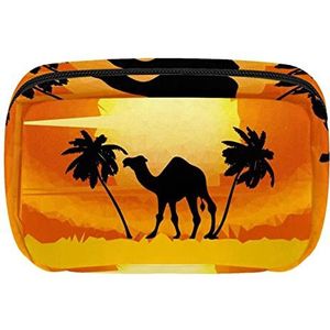 Camel woestijn mooie cosmetische rits zakje make-up tas reizen waterdichte toilettassen voor vrouwen, Meerkleurig, 17.5x7x10.5cm/6.9x4.1x2.8in