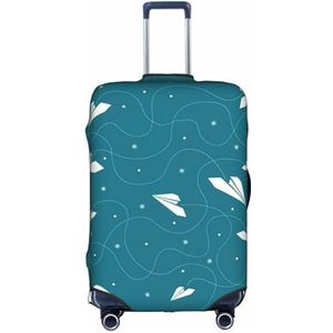 OdDdot Retro blauwe bloemen print stofdichte koffer beschermer, anti-kras koffer cover, reizen bagage cover, Papieren vliegtuig, S