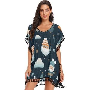 KAAVIYO Kerst Donkere Boom Vrouwen Strand Cover Up Chiffon Kwastje Badmode Badpak Coverups voor Meisje, Patroon, S