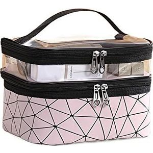DieffematicHZB make-up tas Multifunction Double Transparent Cosmetic Bag Women Make Up Case Big Capacity Travel Makeup Organizer Toiletry Cosmetic Bag