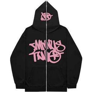 Minus-Two Cargo Hoodie | Heren Minus-Two Hoodie | Y2K Hoodie Hip Hop Streetwear Urban Pullover Unisex Casual Jas | Vintage Streetwear-jas voor meisjes en jongens, roze, M