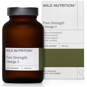 Wild Nutrition Pure Omega 3 Supplement | 250mg DHA & EPA | Natuurlijke koude geëxtraheerde Omega 3 Visolie | Omega 3 vetzuursupplementen | Duurzaam geproduceerde Omega 3 250mg DHA & EPA | 120 capsules