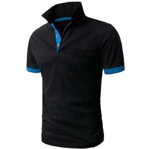LQHYDMS T-shirts Mannen Mannen Shirt Tennis Shirt Dot Grafische Plus Size Print Korte Mouw Dagelijkse Tops Basic Streetwear Golf Shirt Kraag Business, Zwart/Blauw, S