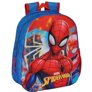 Safta Spiderman Schoolrugzak met 3D-design, aanpasbaar aan de wagen, ideaal voor kinderen van verschillende leeftijden, comfortabel en veelzijdig, kwaliteit en duurzaamheid, 27 x 10 x 33 cm,