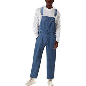 D-Rings Heren jeans tuinbroek denim overalls jeansbroek mannen cargo retro jumpsuit werkbroek blauw werkbroek denim loose skinny fit broek met rechte pijpen vrijetijdsbroek gescheurde jumpsuits, Dark Blue, XXL
