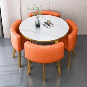 Eettafel en stoelen set 4, perfect voor balkon, coffeeshop, lounge en meer, veelzijdige en stijlvolle meubelcombinatie ideaal voor kantoorreceptie, de stoelpoten zijn ontworpen met antislipmatten om