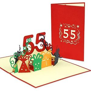 LINPOPUP®, LIN17370, pop-upkaart - 3D verjaardagskaart voor 55e verjaardag - jubileumkaart - wenskaart - verrassingskaart met 3D-effect, N244