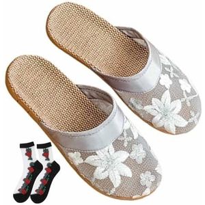 Chinese Mesh Slippers for Vrouwen Kant Chinese Slippers Gaas Uitgeholde Vrouwelijke Slippers (Color : C, Size : 39-40)
