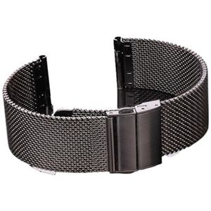 CBLDF Rvs Milanese Loop Horloge Band Armband Zilver Zwart Vrouwen Mannen Metalen Horlogeband 16mm 18mm 20mm 22mm Band Accessoires (Color : Type 2 Black, Size : 16mm)