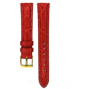 CBLDF 12mm 14mm 16mm 18mm 20mm Lederen Horlogeband Roze Beige Blauwe Horlogeband Lederen Band Roestvrij Stalen Gesp (Color : Red Gold Buckle, Size : 18mm)