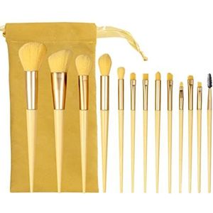 Make-upborstels, Blush-borstel, Make-upborstelset, Make-upborstels, Make-upborstelset Borstel met organizertas Schoonheidstools Losse poederborstel Foundation(Yellow)