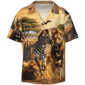 YJxoZH Zebra Animal Print Heren Jurk Shirts Casual Button Down Korte Mouw Zomer Strand Shirt Vakantie Shirts, Zwart, S