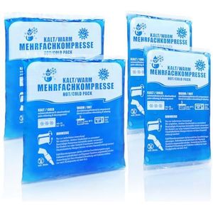 Robin Goods® 4x meervoudige kompressen 16x9 cm, 14x13 cm - Herbruikbare warme en koude kompressen - Koel- en warmtekussen, magnetronbestendig - Voor eerste hulp, sportblessures en pijnverlichting