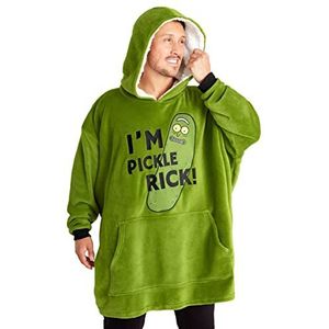 RICK AND MORTY Deken Hoodie voor Mannen Gezellige Fleece Draagbare Deken Grappige Geschenken, Groen, Eén Maat