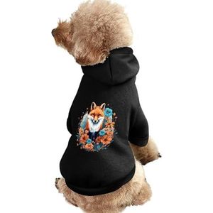 Fox Bloemen Gedrukt Pet Hoodie Sweatshirt Warm Puppy Trui Winter Jas voor Kleine Medium Grote Honden Katten