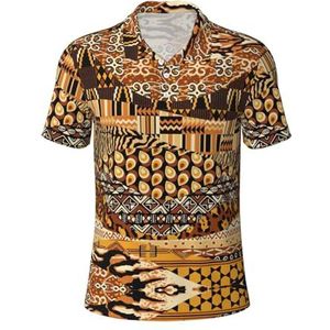 Afrikaanse Stijl Patchwork Print Zomer Polo Shirts Korte Mouw Speciale Gelegenheden Casual Uitjes, Zwart, S