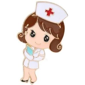 Pinnen 2PCS Leuke Emaille Verpleegster Vorm Pins Vrouwen Broche Mode Arts Verpleegkundige Student Gift Revers Broches Badge Gift-D15,a (Color : D08_A)