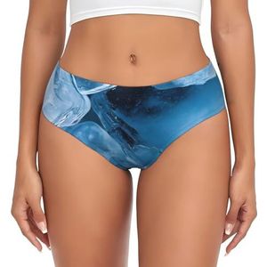 BKTRAVERPT Leuke Heldere Aqua Blue Turquoise Dames Slips No Show - Zacht, Ademend, Comfortabel Lage Stijging Slipje Voor Vrouwen Dames, 3d Gedrukt Patroon, 3XL