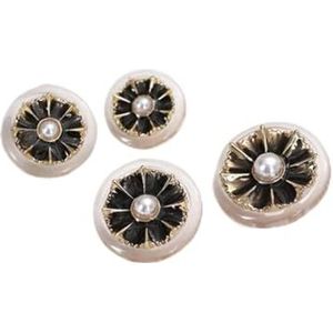 Knop Metalen knopen naaien knop 6 stuks mode decoratieve parelknopen for kleding naaien materiaal accessoires jas shirt knoppen-goud, 25 mm (Color : Black_20mm)
