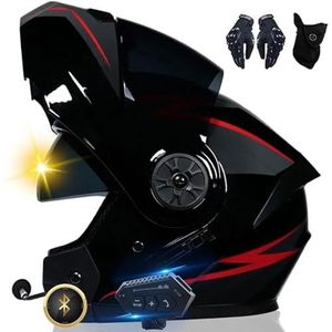 Motorhelm Systeemhelm Met Bluetooth Modulaire Dubbele Integraalhelm Unisex Helm Zonneklep, Installatievrij Geïntegreerd Communicatiesysteem, DOT/ECE Gecertificeerde Helm A,XL=61-62CM