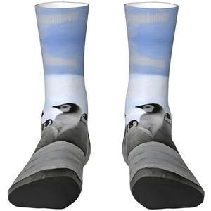 Jonge pinguïns met sneeuw volwassen grappige 3d sokken crew sokken nieuwigheid sokken gag geschenken, zachte gezellige sokken., 2 Zwart-2, Eén Maat
