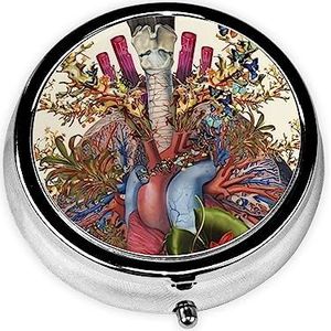 Pillendoos Hart Longen Ronde Pil Case 3 Compartiment Geneeskunde Pil Organizer Leuke Pil Organizer Draagbare Reizen Pillbox Geneeskunde Vitamine Kabeljauw Leverolie Opbergdoos Unieke Gift Organizer