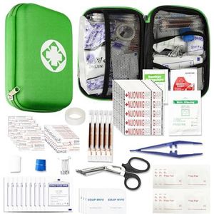 276 Car First Aid Kit for Business, Portable First Aid Kits Travel Szie Emergency Essentials Supplies for Outdoor Activities Skating Boating, Green AMORNING