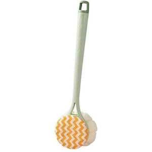 Dubbelzijdig Lichaam Modder Scrubber Exfoliërende Spons Lange Steel Zacht Haar Badborstel Douche Terug Washandje Wrijven Badkamer Accessoires (Color : Green Corduroy)
