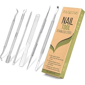 6-pack ingegroeide teenvijl en lifters, professionele chirurgisch roestvrij staal, ingegroeide teenverwijderaar, gereedschapsset, manicure behandeling, pedicure onder nagelreiniger, correctie