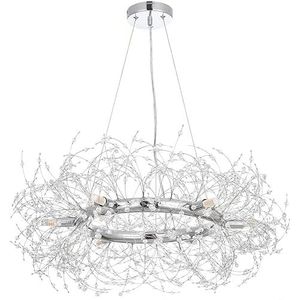 Moderne zilveren kristallen kroonluchter voor eetkamer, keuken eiland licht, mooie ring kroonluchter, woonkamer slaapkamer kroonluchter (6 lichten 68cm)