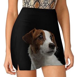 Jack Russell Terrier Portret Dames Skorts Hoge Taille Tennisrok Gelaagde Korte Mini Rok Culottes Skorts Met Zakken 3XL