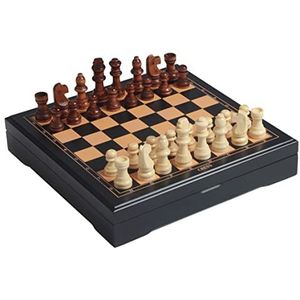 Internationaal Schaken Draagbare kleine schaakbord, 9.4x9.4 inch houten schaak met opbergdoos for kinderen en volwassenen Schaakset