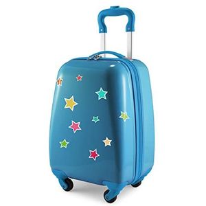HAUPTSTADTKOFFER - Kinderbagage kinderkoffer hardshell koffer boordbagage voor kinderen ABS / PC ,, cyaanblauw + stickers sterren, kinderbagage