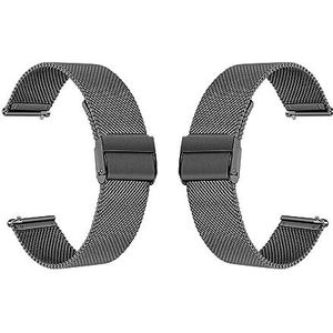 2 Stuks Smartwatch-band 10MM -22MM Horlogeband In Milanese Stijl Quick Release-304 Roestvrij Staal Voor Mannen En Vrouwen (Color : Black, Size : 17MM)