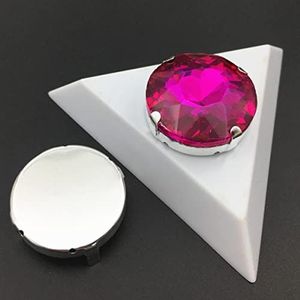 7st Sew On Glass Crystal Round Baoshihua Met Claw Strass Multi Colors 27mm Sew-on Stone Flat Top-rose red,12mm 20st,steen in zilveren klauw