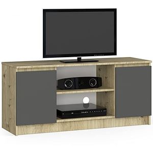 AKORD TV-commode K-120 | een open plank | 2 planken met deuren links en rechts | H55 x B 120 x D 40 cm | gewicht 30 kg | gewicht 30 kg | kleur Artisan eiken/grafietgrijs