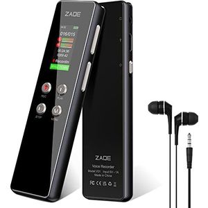 Digitale dictaphone, 64 GB, 1536 Kbps HD digitaal dicteerapparaat met A-B-herhaling, spraakherkenning en wachtwoord, ruisreductie, dicteerapparaat met weergave voor lezingen, vergaderklassegesprekken