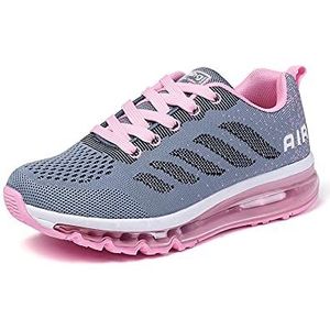 Dames Heren Schoenen Air Sneakers Lichte Fitness Sportschoenen Outdoor Running Ademende Gym Loopschoenen Grey Pink 38 EU