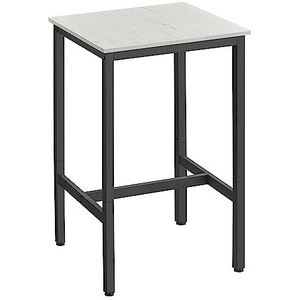 VASAGLE Bartafel, hoge vierkante tafel, robuust stalen frame, 60 x 60 x 92 cm, eenvoudig te monteren, voor woonkamer, keuken, industrieel, rustiek wit en zwart LBT025B73