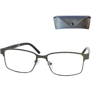 Mini Brille Dunne metalen leesbril met rechthoekige glazen, roestvrij stalen brilmontuur, leeshulp voor heren en dames, inclusief etui, grafietgrijs, 2.0