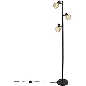 QAZQA - Modern Design vloerlamp zwart met goud 3-lichts verstelbaar - Mesh | Woonkamer | Slaapkamer - Staal Langwerpig - E14 Geschikt voor LED - Max. 3 x 40 Watt