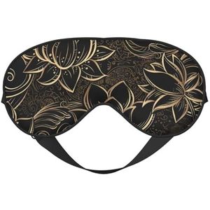 CRJSYCBYB Boho Gouden Lotus Bloemen Gedrukt Zacht Oogmasker Slapen Oogmasker Reizen Oogmasker