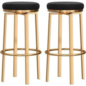 Barstoelen Barkruk Barkrukken 2 Stuks Draaibare Ronde Barkrukken Fluwelen Gestoffeerde Zitting Hoge Stoelen Met Gouden Voetsteun En Rubberen Matten Voor Keuken Aanrechtstoelen Hoge Krukken (Color : B