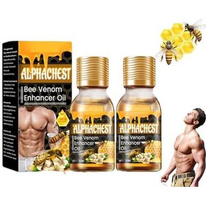 Biancat AlphaChest Bijengiftversterkerolie, bijengift versterkerolie, MenTherm Bijengift Gynaecomastie verwarmingsolie, versterking van de borstspieren, bijengifolie (2 stuks)